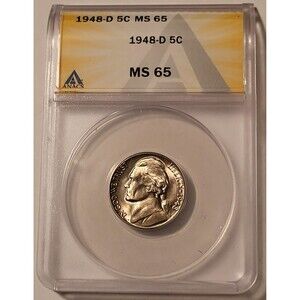 1948 D Jefferson Nickel MS65 ANACS